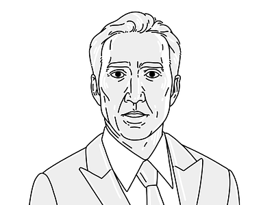 Nicolas Cage black and white design drawing famous people icons illustration nicolas cage sketch