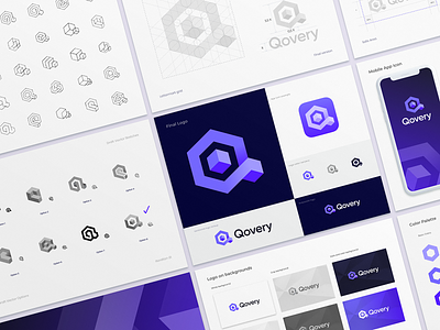 Qovery Logo Design Process app brandbook branding coding deploy developer devops fullstack gradient icon identity logo logoguide platform process saas sketches software