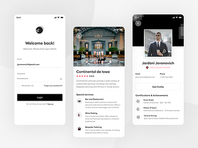 Event app akhil sunny asish sunny black branding clean ui design event app event management hospitality logo minimal mobile app mobile ui pixalchemy product design security trending ui ux white