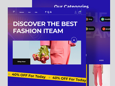 FQR-Fashion Landing Page clear clothes design fashion fashion store landing page marketplace modern online shop shop store streetwear typography ui ux wear web web design website woman
