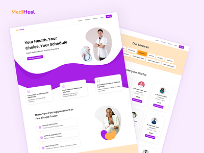 Telemedicine Landing Page - MediHeal booking doctor hospital landing page purple telemedicine ui ux web web design website website design