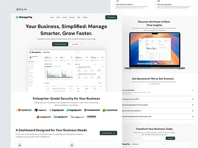 Web ManageTop – Business Dashboard & Analytics Platform analytics app apps clean dashboard design ui uiux ux website