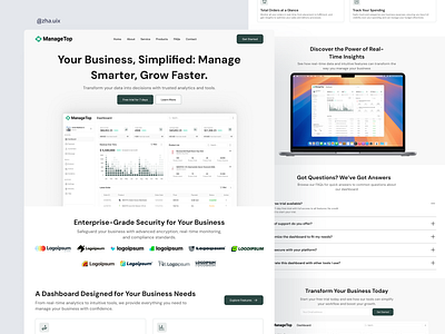 Web ManageTop – Business Dashboard & Analytics Platform analytics app apps clean dashboard design ui uiux ux website