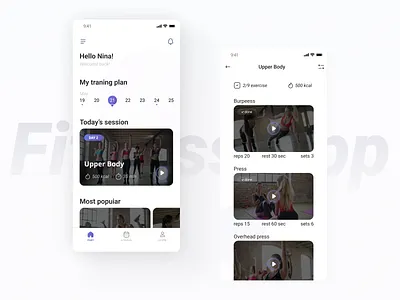 The concept of a fitness application design fitness main screen mobile mobile application ui ux