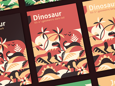 Dinosaur Cover Design animal brachiosaurus brontosaurus cover dino dinosaur flat geometric hypacrosaurus illustration jungle jurassic nature palm poster pterodactyl stegosaurus tropic tyrannosaurus vector