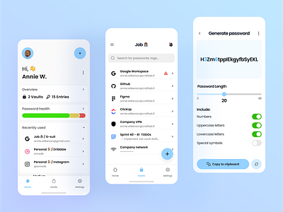 Password Manager 🔐 - Mobile App application clean concept design interface manager minimal mobile mobile app mobile design password password keeper password manager safe secure security ui uiux