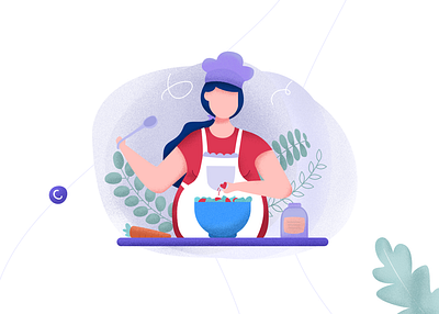 Babywell - Pregnant woman cooking with love app care character cook cooking design drawing food illustration love pregnant ui woman