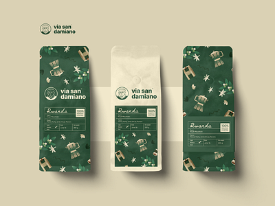 Via San Damiano art branding coffee design illustration logo minimalistic packaging vector