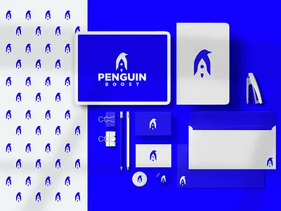 Brand mark for "Penguin Boost" animal logo bird logo boost logo design modern logo penguin boost logo penguin logo