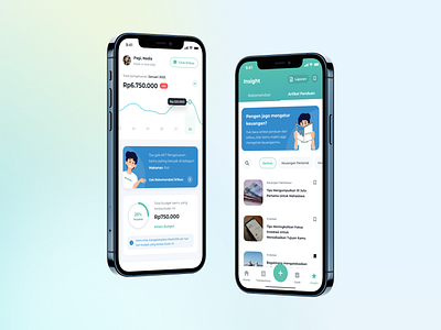 Sribuu - Home and Insight (Mockup Preview) 2d illustration card design expenses expenses manager financial planning fla illustration home home dashboard insight minimal mobile mobile app mockup mockup presentation money management recommendation report ui ux