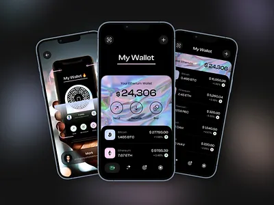 Crypto wallet - Mobile app app design blockchain branding crypto cryptocurrency design finance fintech minimal mobile mobile app modern product design typography ui ux wallet