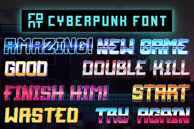 Cyberpunk Pixel Art Font Effects 2d art asset assets cyber cyberpunk effect effects element font game assets gamedev indie indie game pack pixel pixelart pixelated set