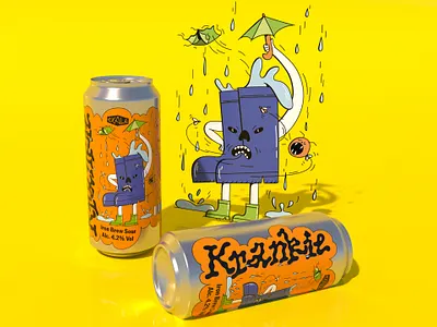 Exale Krankie alcohol beer brand identity branding brewery camping can character dope drinks festival grumpy illustration pint rain tent umbrella vector visual identity wellies