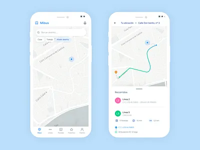 Mibus app bus card design icon journey line minimal public transport typography ui ux