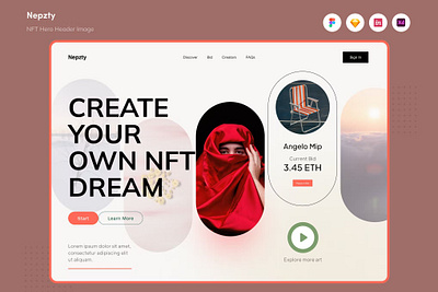 FREE Nepzty - NFT Hero Header Image app art branding crypto design finance graphic design hero hero header investment motion graphics nepzty nft technology ui ui design ux ux design virtual website