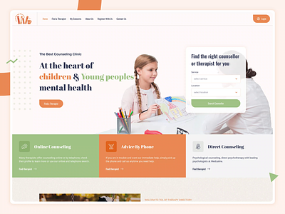 Tea Of Therapy Directory - Landing Page anxiety autism depression design disabilities flat health homepage landing mental health minimalist sexuality suicidal thoughts therapy ui uiux ux web web design website