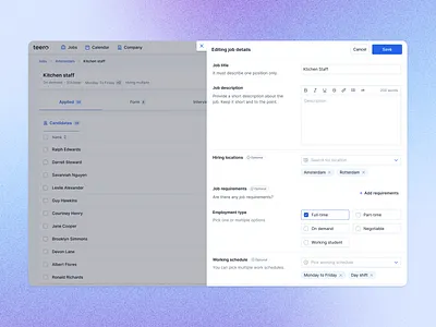 Quick job editing details fountain greenhouse hiring job job creation job editing jobs join lever list panel quick settings recruitment settings side panel slide panel slider teero work