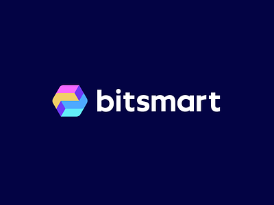 Bitsmart - tech logo - s logo bit bitcoin branding crypto crypto currency data finance geometric hexagon identity isometric logo logomark mark s s logo symbol tech technology