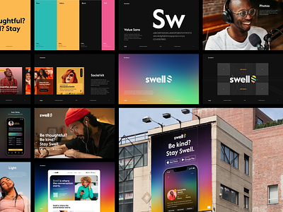 Swell - Brand agency app audio brand branding colors design gradient identity illustration landing logo mobile ui ux voices
