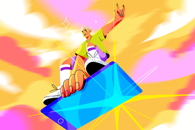 Skysurfing art illustration design artists artist character creative graphic illustration man phone serf woman