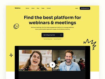 Webino - Webinar SaaS Website block design flat hero area hero section homepage interface landing page meeting online saas software startup ui ui kit video video conference webinar website