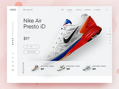 Ecommerce Shopping Cart Web UI Design add to bag add to card app cart ui design ecommerce website design homepage minimalist design nike air shoes website product design shoes ecommerce website design shoes website shopping cart ui shopping page ui trendy design ui user experience design user interface design ux website