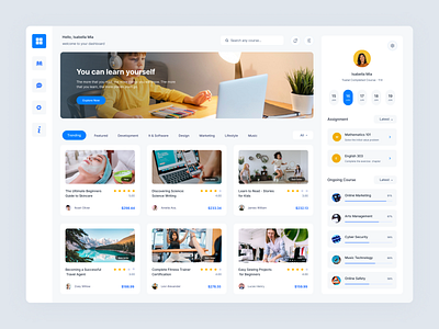 Online learning platform — Dashboard courses dashboard e learning edtech education interface learning management system online education online learning saas school teacher ui university ux web design web interface
