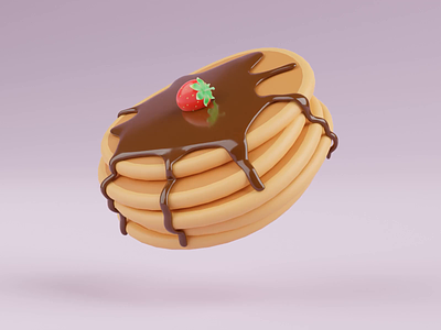 Pancake as a 3D icon 🥞 3d 3d animation 3d icon 3d pancake animation blender cute design illustration illustrations kawaii pancake pancakes resources