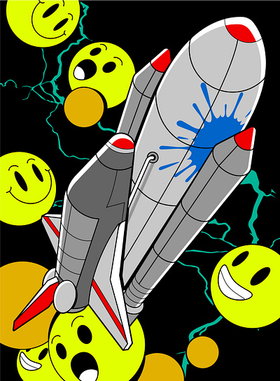 blast-off adobe cartoon character clothing cute cute illustration design digital drawing digitalpainting funny graffiti graphics illustration pop rocket smile trippy vector vector design vintage