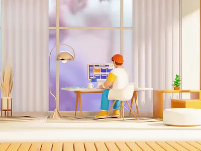 Xender.ai - Smooth 3D Workspace Animation in Blender ✨💼 3d 3d animation blender 3d blendercommunity character 3d dailyrender decoration 3d dekstop desk setup digitalart dribbbleshots home 3d interior 3d landscape 3d motiongraphics orenji 3d orenjistudio room 3d uiux workspace 3d