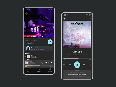 Music Streaming App Ui Design agency app branding design freelance illustration music music streaming ui uiux ux