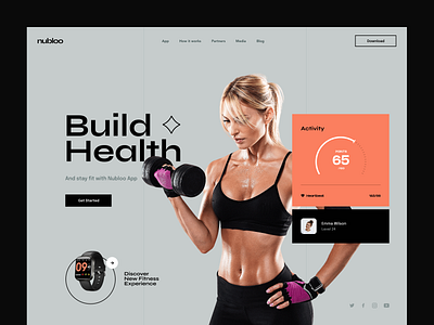 Nubloo ai app black fitness gym landing modern orange page personal trainer website