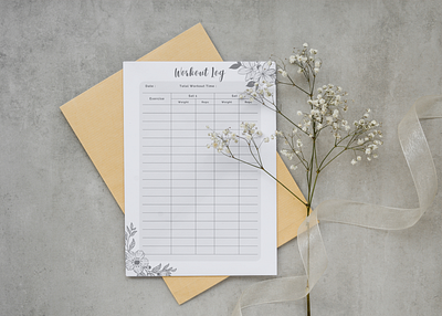 Workout Log Planner Template clean ui workout paper