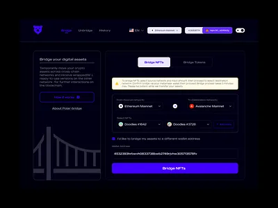 Bridge NFTs (Dark Mode) blockchain bridge crypto defi design figma product ui