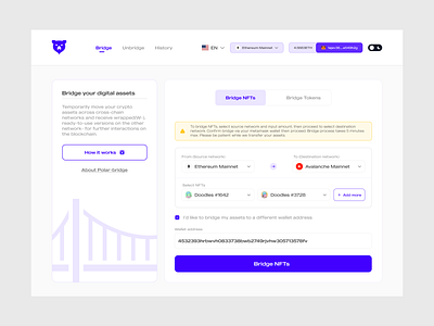 Bridge NFTs (Light Mode) blockchain crypto defi design figma product ui