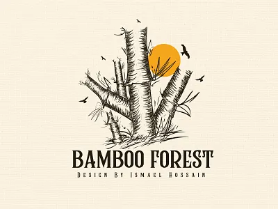 Bamboo Forest vintage logo Design forest vintage logo logo set