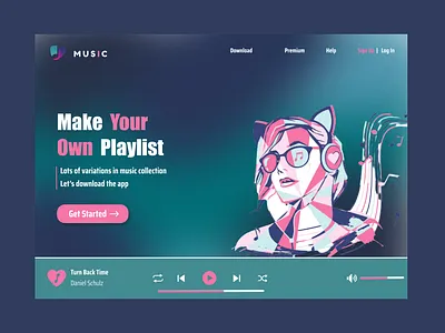 Music player website design figma graphic design illustration ui ux
