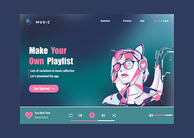 Music player website design figma graphic design illustration ui ux