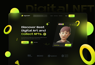 NFT Marketplace Landing Page Ui Design dark website nft nft dark nft dark ui nft landing nft landing page nft landingpage nft marketplace nft marketplace ui design nft ui design nft ui ux design nft ux design nft website design shuvo sarker