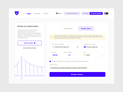 Bridge Tokens (Light Mode) blockchain crypto defi design figma product ui