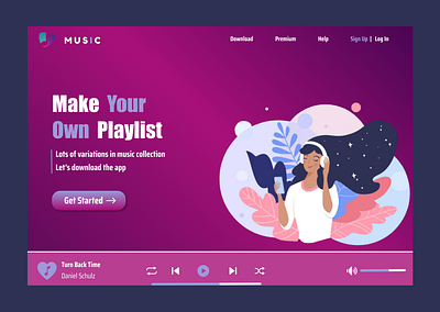 Music player website design figma graphic design illustration ui ux