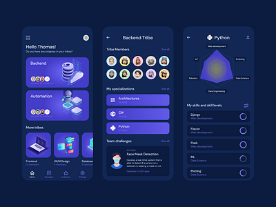 Skill management app concept app design company app dark theme iu mobil mobile product design skills ui design ux