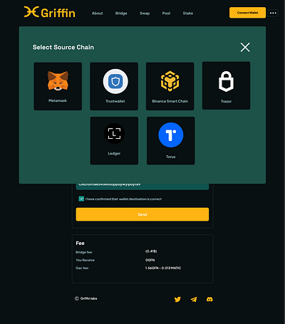 Griffin Bridge- Wallet connect blockchain crypto defi design ui website