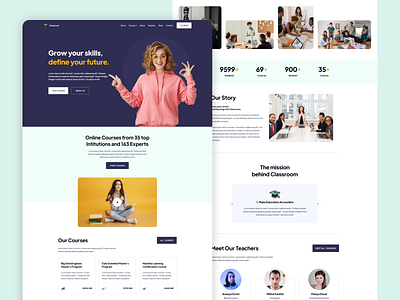 Classroom classes classroom college courses creative education interface design online classes online study school student study template ui university user experience user interface ux ux design website design