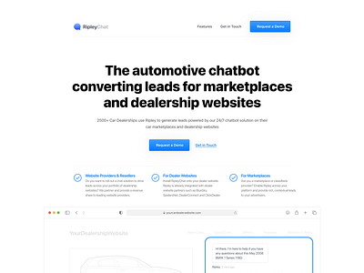 RipleyChat Landing Page chatbot landing page product sales