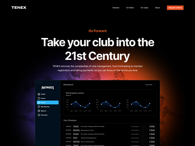 TENEX Landing Page landing page product sport ui