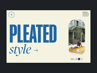 Pleated branding design ecommerce fashion header minimal typography ui ux web
