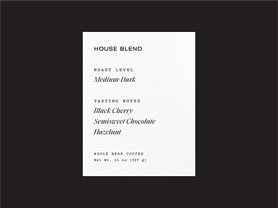 House Blend coffee design label design typography