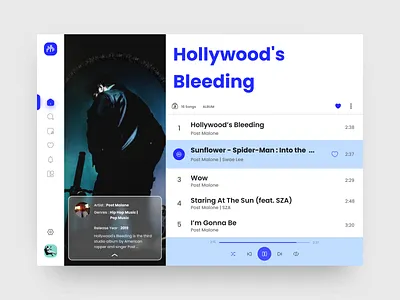Music player Dashboard adobe xd album branding dashboard design flat media minimal music play playlist podcast songs spotify streaming ui ui design user experience web website design