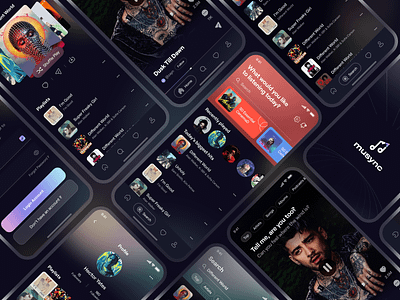 Musync - Music Streaming App Design app app design app screens app ui branding design mobile app ui